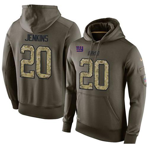 NFL Men's Nike New York Giants #20 Janoris Jenkins Stitched Green Olive Salute To Service KO Performance Hoodie - Click Image to Close